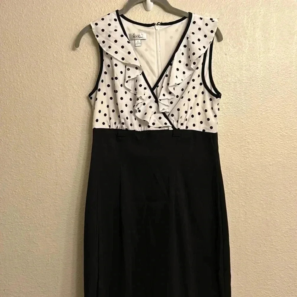 Alyx Women Black White Polka Dot Sleeveless Dress Size 4 - Picture 3 of 7
